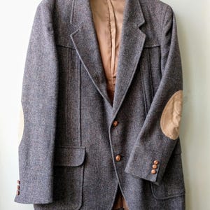 Vintage 70's Pendleton Wool Tweed Sport Jacket Coat Brown 44 Long Suede Elbow Patches LINING Is FLAWED