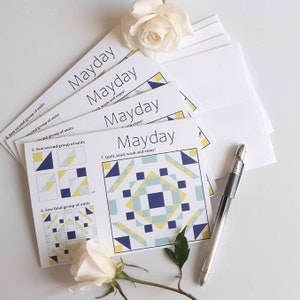 Quilting Note Cards, Qulit Stationary, Set of 4, Modern Quilt Pattern, Quilters Greeting Card