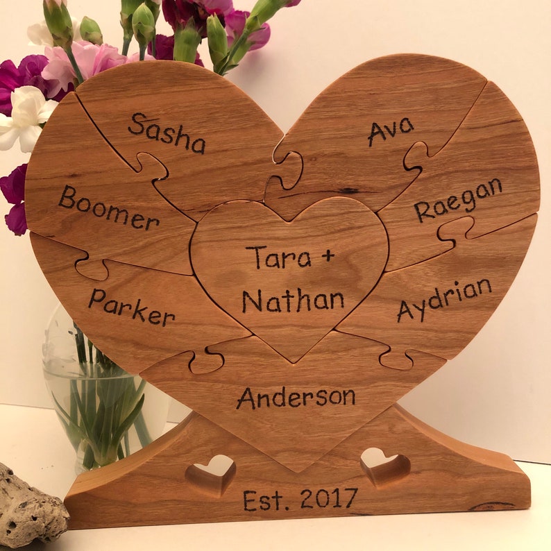LARGE Family Wood Heart unity Puzzle 8-1/2 - Etsy