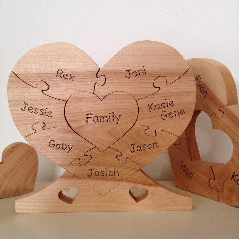 LARGE Family Unity Puzzle Wooden Heart Puzzle 8-1/2 | Etsy