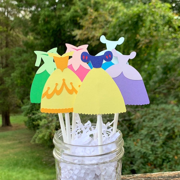 Princess Cupcake Toppers/Princess Dress Cupcake Toppers/Disney Princesses/Princess Birthday/Princess Party