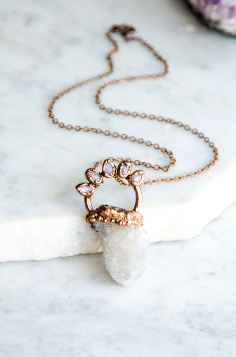 Spirit Quartz Rainbow Moonstone Necklace