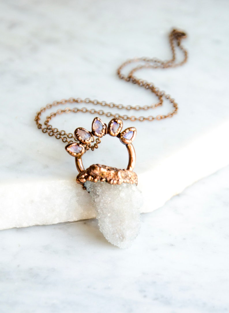 Spirit Quartz Rainbow Moonstone Necklace