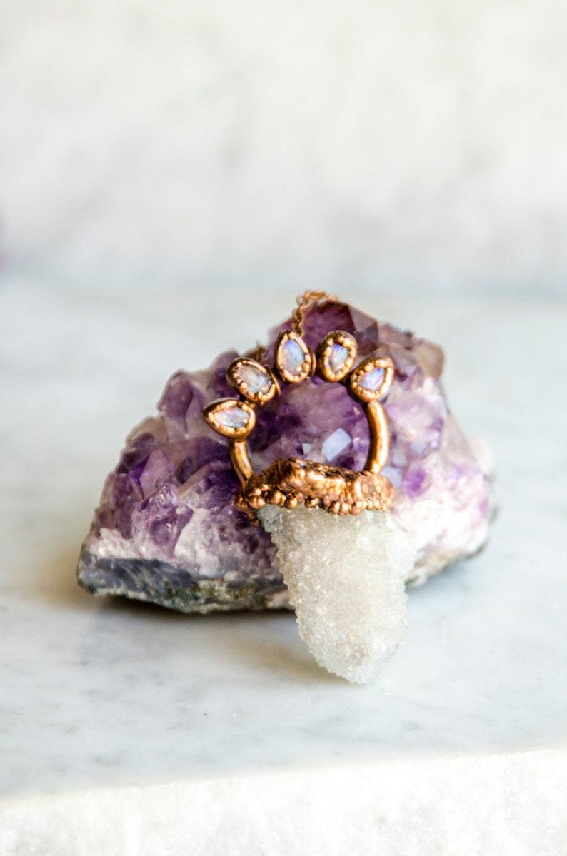 Spirit Quartz Rainbow Moonstone Necklace