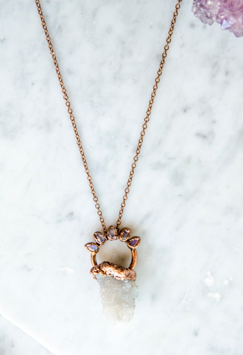 Spirit Quartz Rainbow Moonstone Necklace