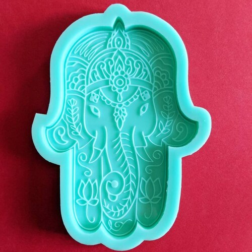 HAND SILICONE MOLD | Unique Resin Molds | Hamsa Hand Elephant Jewish Craft Mold | Hand Of Fatima | Handmade Floral Large Silicone Mold