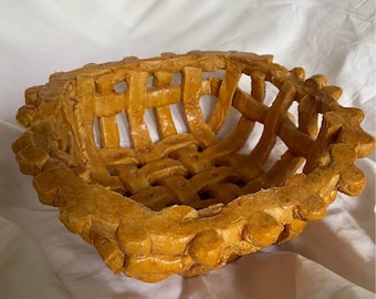 Vintage woven handmade bread bowl made out of bread