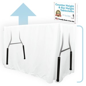 Lift Your Table® Longer Length Tablecloths — Custom Counter Height, Bar Height, & Longer Tablecloths (70+ Colors!)