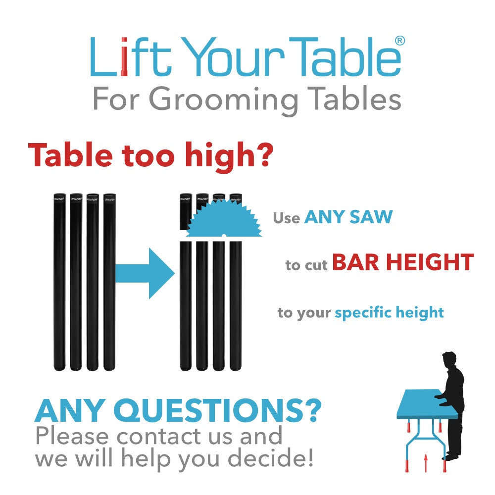 Lift Your Table® Groomer's Kit Risers for Grooming Tables. Raise Your Grooming Table to Counter