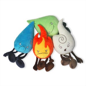 Set of 4 - Element Plush Toys - Water, Fire, Earth and Air - Zodiac Elemental Plushies for Kids & All Ages [Raven Stitch - Plush Elements]