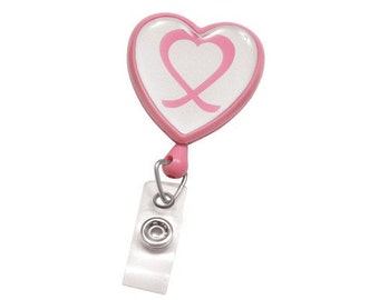 Pink Badge Reel with Domed Awareness Label, Clear Vinyl Strap & Swivel Spring Clip 2120-7630