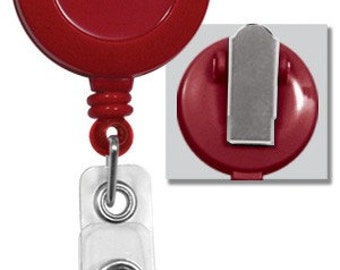 10 Red Swivel Badge Reels with Clear Vinyl Strap | 2120-7606