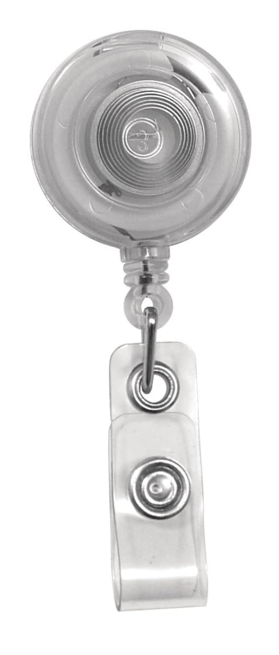 Badge Reel with Clear Vinyl Strap & Belt Clip - White