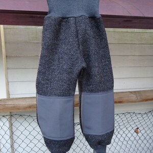 Children's wool trousers, warm and robust with softshell reinforcement, anthracite/grey