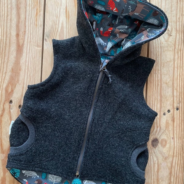 Gilet d’extérieur, gilet de baleine, gilet, promenade, animaux de la forêt Waldorf