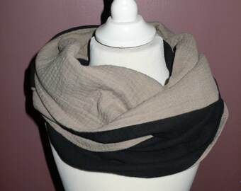 Loop Tube scarf Muslin black/beige