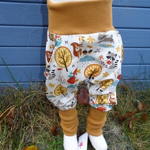 Comfortable sweat knickers - forest animals/mustard yellow