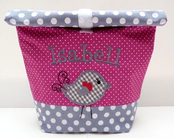 Name Brotbeutel Geschenk bestickte LunchBAG *wunschname* Lunchbox 20 Schriftarten personalisiert