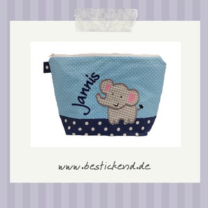 sac brodé ELEPHANT nom //bleu clair marine// sac à langer trousse de toilette sac à langer trousse de toilette trousse de toilette 20 polices image 8