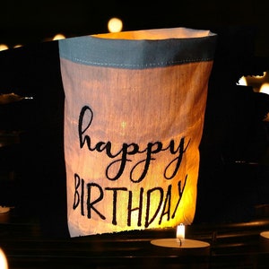 besticktes WINDLICHT "HAPPY BIRTHDAY"   //freie Farbwahl// - Lichtbeutel, Kerzenglas, Deko, Garten, Tischdeko, Party, Teelicht, Laterne