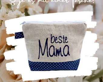 embroidered bag BEST MAMA //navy - natural// cosmetic bag toiletry bag make-up bag makeup bag statement compliment gift (02)