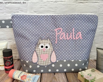 bolsa bordada OWL + nombre bolsa de pañales gris bolsa de pañales bolsa de pañales bolsa de pañales bolsa de lavado 20 fuentes regalo