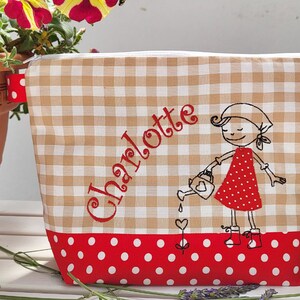 bestickte Tasche  "GÄRTNERIN" - Wickeltasche - Kulturbeutel - Kulturtasche - Waschtasche - Windeltasche - Name - 20 Schriftarten - Geschenk