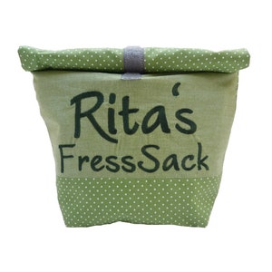 Lancheira bordada *** "Texto personalizado" //verde// Lancheira, bolsa de piquenique, bolsa para café da manhã, bolsa para pão, bolsa personalizada, 24 fontes, presente
