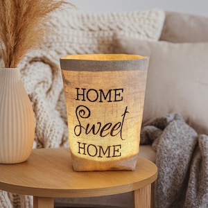 Embroidered "HOME SWEET HOME" votive candle holder //free choice of color// - Light bag, candle holder, garden decoration, table decoration, party tealight lantern