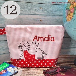 embroidered bag GIRL with BIRD name //pink red// diaper bag toiletry bag nappy bag toiletry bag 20 fonts cosmetic bag image 4