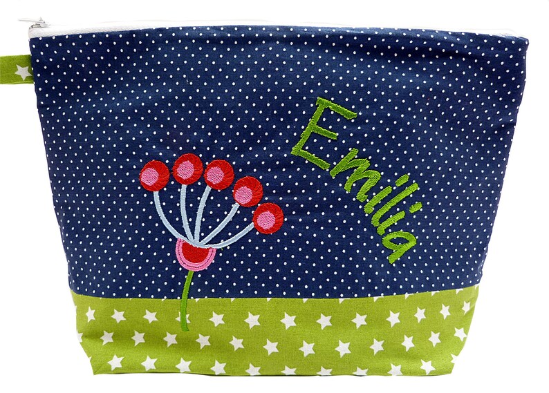 embroidered bag BLUME name marine green diaper bag toiletry bag diaper bag toiletry bag wash bag 20 fonts cosmetic bag image 4