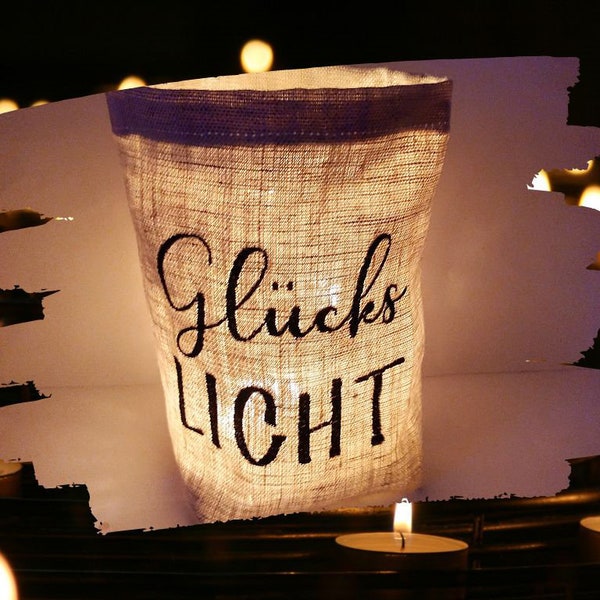 besticktes WINDLICHT "GLÜCKSLICHT"  //freie Farbwahl//  Lichtbeutel, Kerzenglas, Deko, Laterne, Geschenk, Kompliment, Danke, Freundin, Liebe