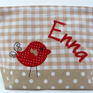 Wickeltasche Waschtasche 20 Schriftarten bestickte Tasche V\u00d6GELCHEN Windeltasche Kulturtasche Geschenk Name Kulturbeutel