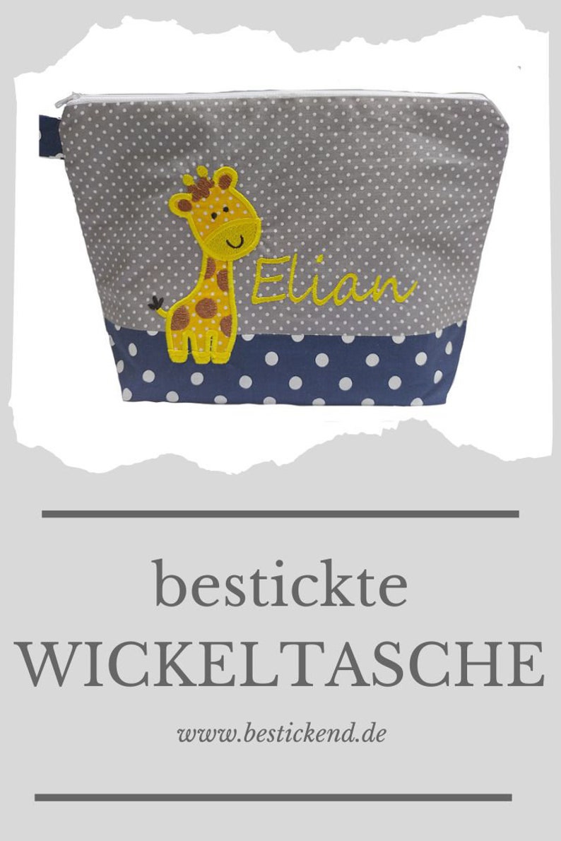 embroidered bag GIRAFFE name navy grey diaper bag toiletry bag diaper bag toiletry bag wash bag 20 fonts cosmetic bag image 6