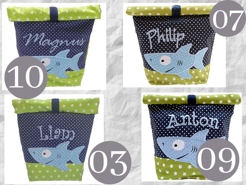 embroidered lunch bag HAI NAME //kiwi marine// lunch box picnic bag breakfast bag bread bag bag 20 fonts gift image 3