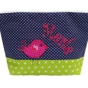 sac brodé VOGEL nom marine kiwi sac à couches trousse de toilette sac à couche trousse de toilette sac de toilette sac de lavage 20 polices sac cosmétique image 1