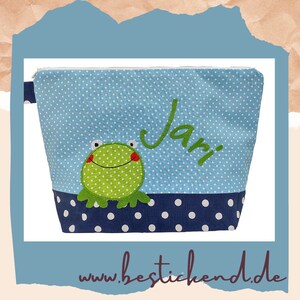 sac brodé FROSCH NOM // bleu clair marine // sac à langer sac de lavage sac à langer sac de lavage 20 polices sac cosmétique image 4