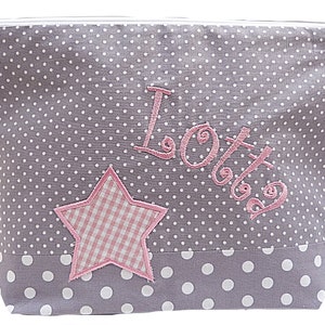 embroidered bag STERN name pink grey diaper bag toiletry bag diaper bag toiletry bag wash bag 20 fonts cosmetic bag image 5