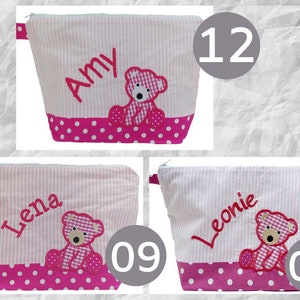 embroidered bag BÄRCHEN name /pink pink/ diaper bag toilet bag diaper bag toilet bag wash bag 20 fonts cosmetic bag image 3