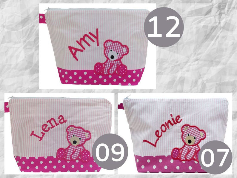 embroidered bag BÄRCHEN name /pink pink/ diaper bag toilet bag diaper bag toilet bag wash bag 20 fonts cosmetic bag image 3