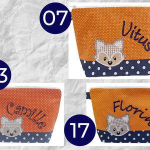 embroidered bag FOX name /navy orange/ diaper bag toiletry bag diaper bag toiletry bag wash bag 20 fonts cosmetic bag image 6