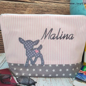 sac brodé REH + nom //rose - gris// sac à couches trousse de toilette sac à couches trousse de toilette trousse de toilette 20 polices cadeau