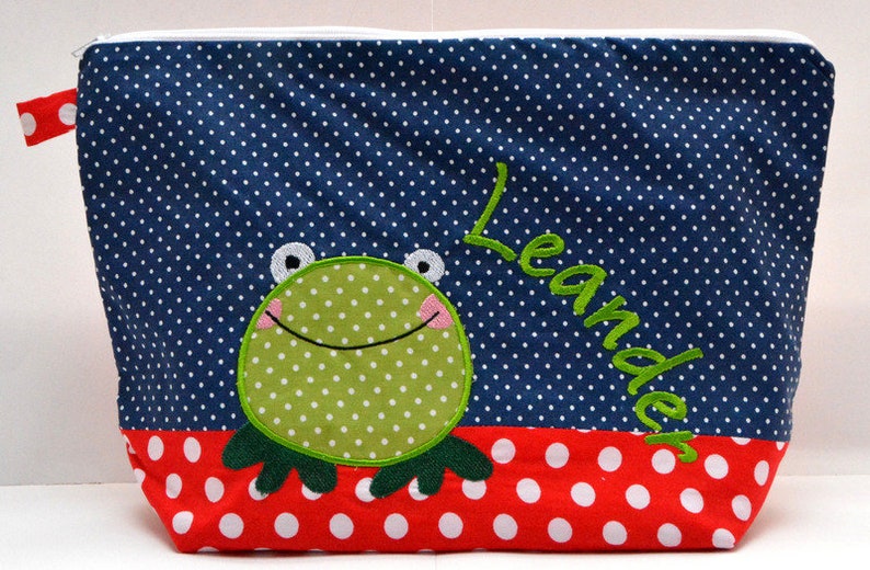 embroidered bag FROSCH name red navy diaper bag toiletry bag diaper bag toiletry bag wash bag 20 fonts cosmetic bag image 3