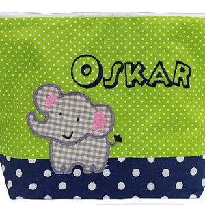 embroidered bag ELEPHANT name /navy green/ diaper bag toilet bag diaper bag toilet bag wash bag 20 fonts cosmetic bag image 2