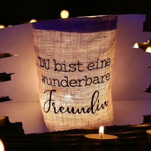 besticktes WINDLICHT  //Freundin//    *FREIE FARBWAHL*  Lichtbeutel, Kerzenglas, Deko, Geschenk, Kompliment, Danke, Freundin, Liebe, Laterne