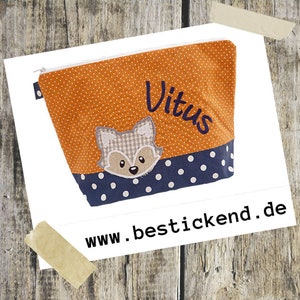 embroidered bag FOX name /navy orange/ diaper bag toiletry bag diaper bag toiletry bag wash bag 20 fonts cosmetic bag image 8