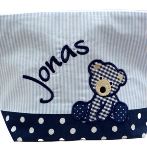 sac brodé BEAR nom marine sac à couches bleu clair trousse de toilette sac à couches trousse de toilette trousse de toilette lavage 20 polices sac cosmétique image 3