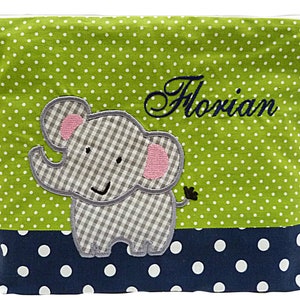 embroidered bag ELEPHANT name /navy green/ diaper bag toilet bag diaper bag toilet bag wash bag 20 fonts cosmetic bag image 3