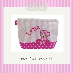 embroidered bag BÄRCHEN name /pink pink/ diaper bag toilet bag diaper bag toilet bag wash bag 20 fonts cosmetic bag image 6