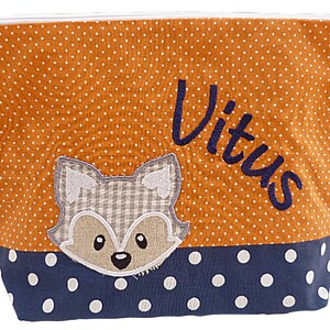 embroidered bag FOX name /navy orange/ diaper bag toiletry bag diaper bag toiletry bag wash bag 20 fonts cosmetic bag image 5